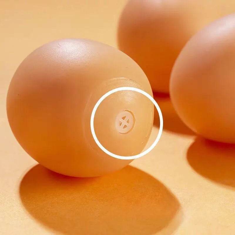 Durable rubber dog chew toy shaped like an egg with sound simulation for puppy teeth cleaning