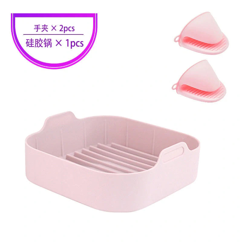 Reusable silicone air fryer pot liners in various colours and sizes