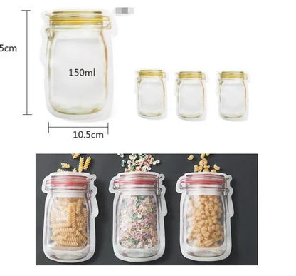 Red reusable self-sealing plastic bag for snacks with zipper closure, shown with biscuits.