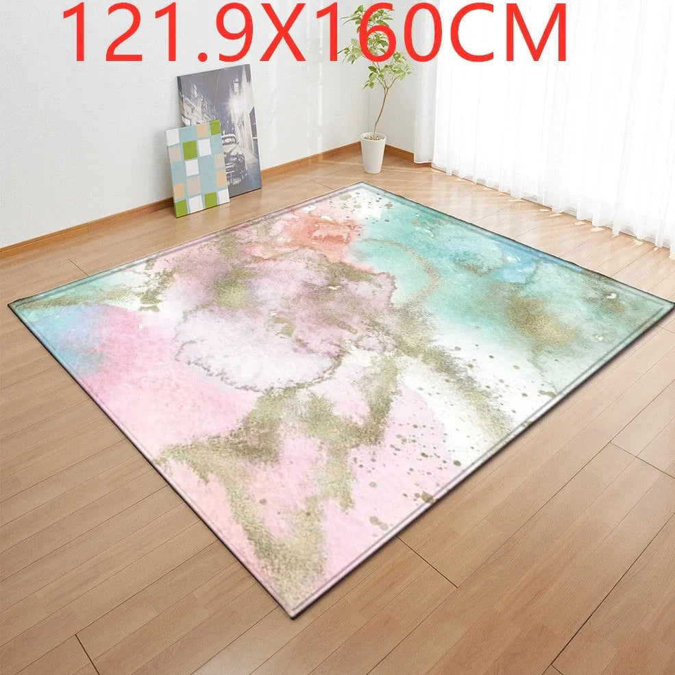Polyester marble pattern carpet in 121.9x160cm and 50x80cm sizes for floor protection
