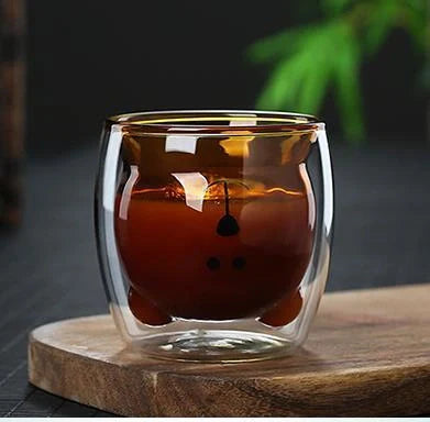 3D double-layer panda cup with skull design for wine, featuring inner Christmas tree pattern