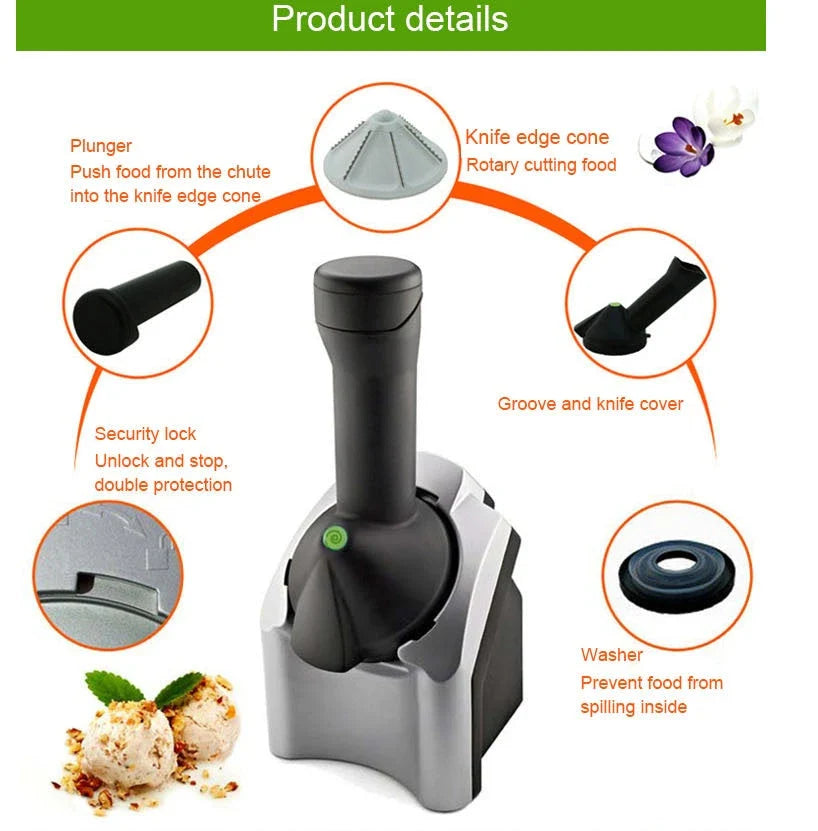 Sleek and durable home ice cream maker with powerful 200-watt motor and premium ABS and stainless steel construction