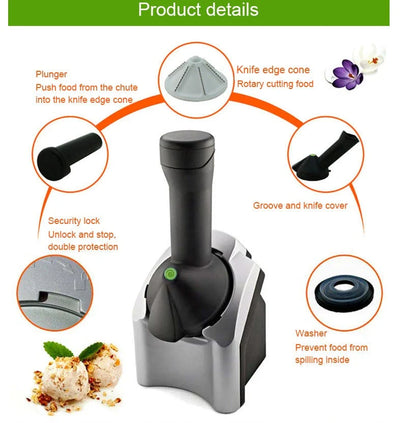 Sleek and durable home ice cream maker with powerful 200-watt motor and premium ABS and stainless steel construction