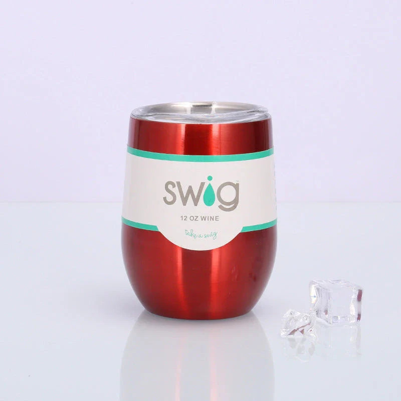 Insulated Stainless Steel Wine Tumbler - 12oz Double-Wall Vacuum Cup in Various Colors