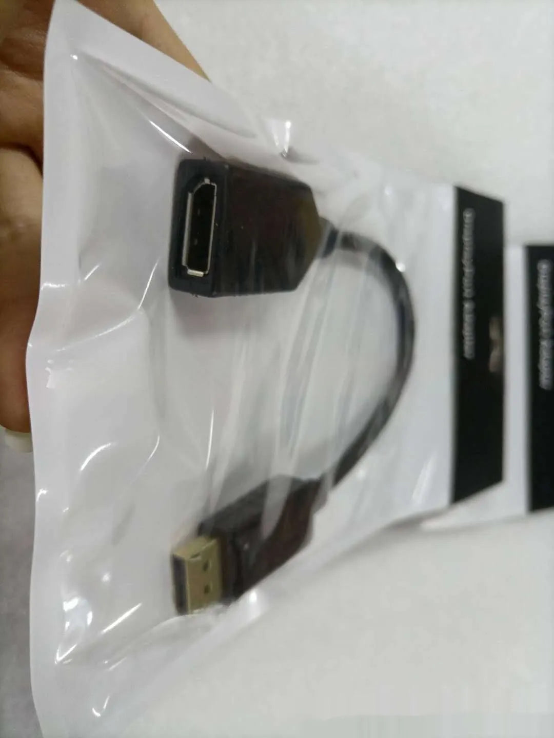 Black DisplayPort DP male to female extension cable approximately 10cm long