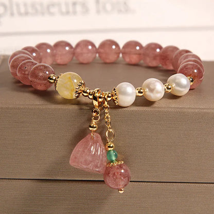 Korean-style multi-layer crystal bracelet for women with natural garnet and various gemstone pendants