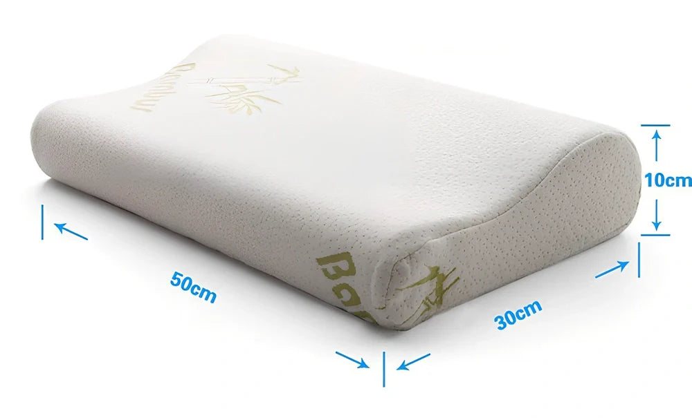 Bamboo fibre cervical pillow with slow rebound memory foam in four size options for neck support