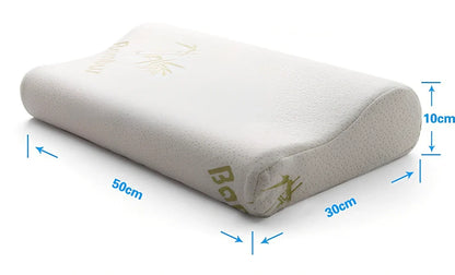 Bamboo fibre cervical pillow with slow rebound memory foam in four size options for neck support