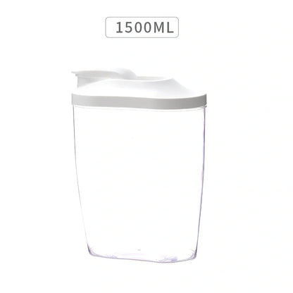 Clear plastic kitchen storage containers in 1000ml and 1500ml sizes for beans and grains