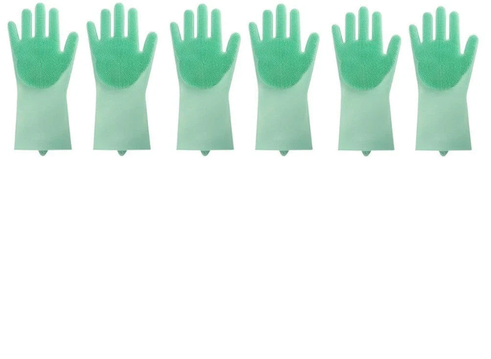 Silicone gloves with heat-resistant and non-slip design for versatile cleaning and cooking tasks
