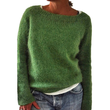 Classic fine wool knit sweater with stitching detail