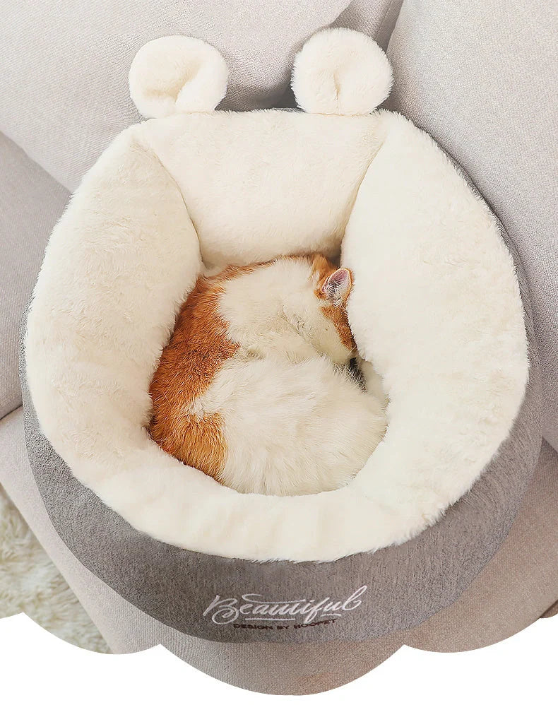 Cotton pet dog bed warming soft sleeping bag cushion in grey