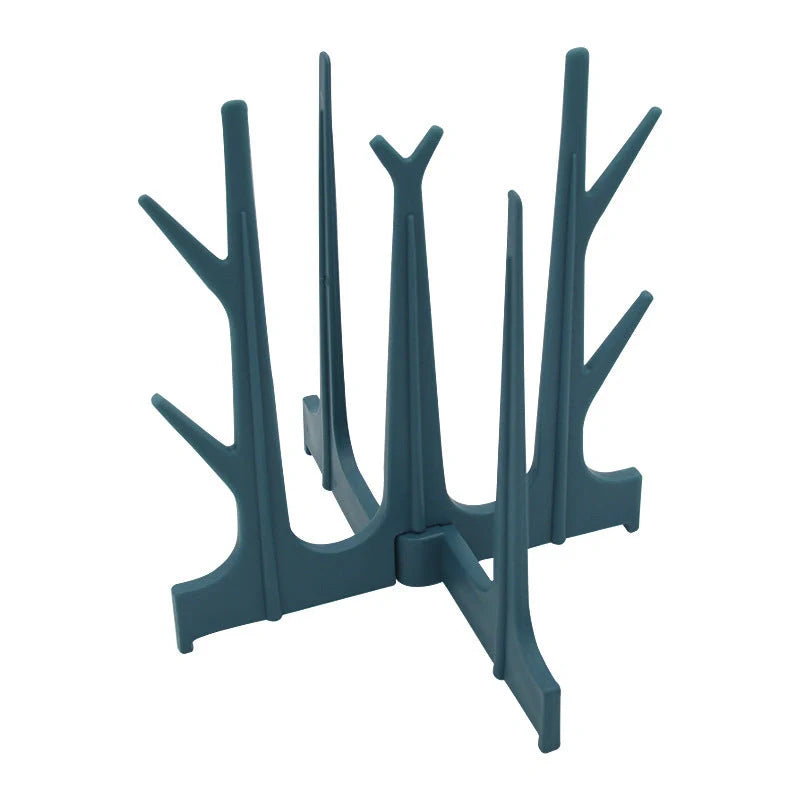 Creative Tree Branch Bottle Drying Rack for baby feeding bottles and accessories in blue, yellow, white, and nude