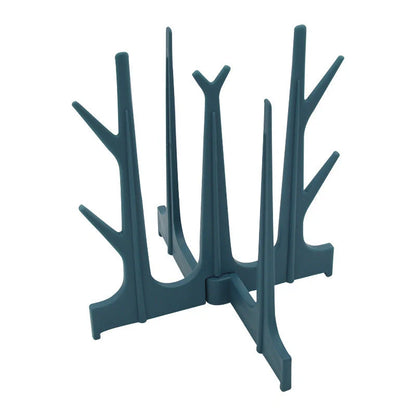 Creative Tree Branch Bottle Drying Rack for baby feeding bottles and accessories in blue, yellow, white, and nude