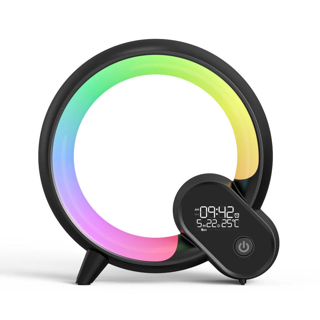 Q Light digital alarm clock with colourful atmospheric lighting and Bluetooth connectivity