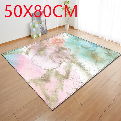 Polyester marble pattern carpet in 121.9x160cm and 50x80cm sizes for floor protection