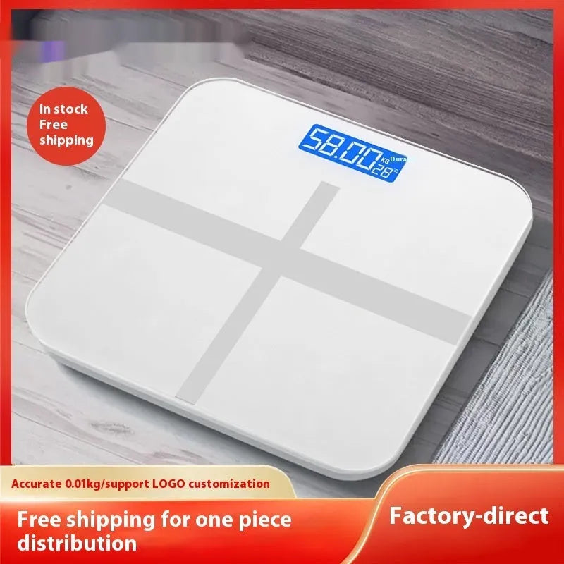 Household human body weighing scale in Cross Ice Crystal White colour with 26x26 cm platform and multiple power options