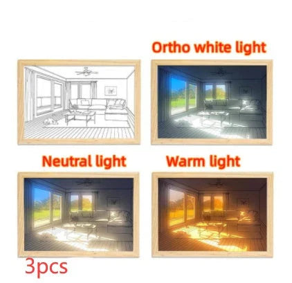Customizable illuminated picture frame with adjustable LED lighting for home decor