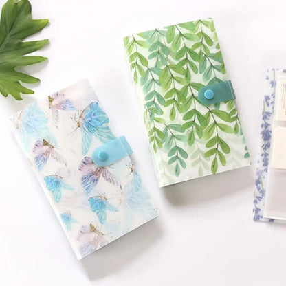 PVC business card holder book with protective shell and smile logo, measuring 190mm by 120mm