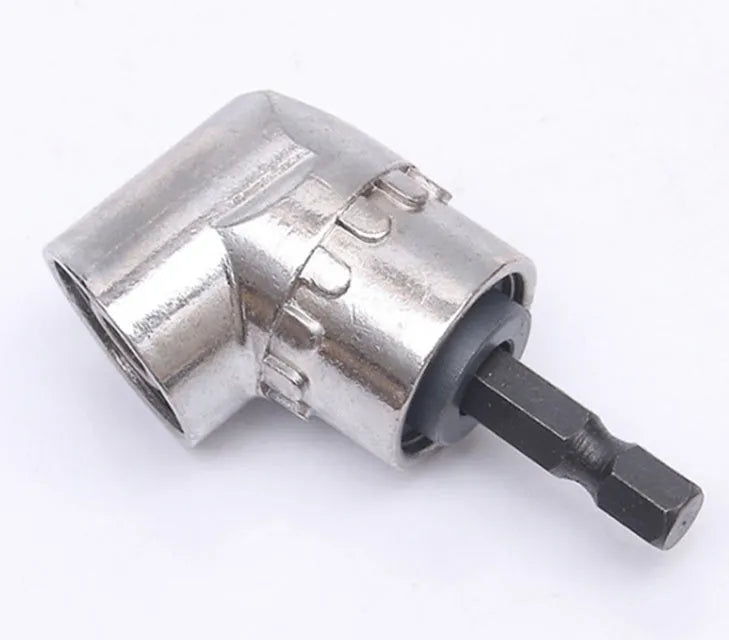 105-degree angle flexible shaft screwdriver bit extension adapter for electric drills with magnetic quick-release chuck.