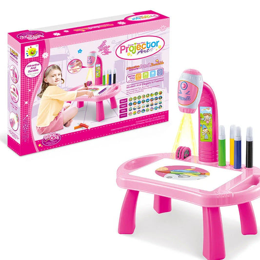 Kids using the Smart Projection Painting Toy to create colourful art