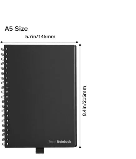 Business intelligence notebook with PVC cover, 30 sheets, 181 x 255 mm, A5 and B5 options, audio recording and handwriting recognition