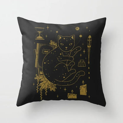 Halloween-themed cartoon print cushion cover on a sofa, 45x45 cm size.