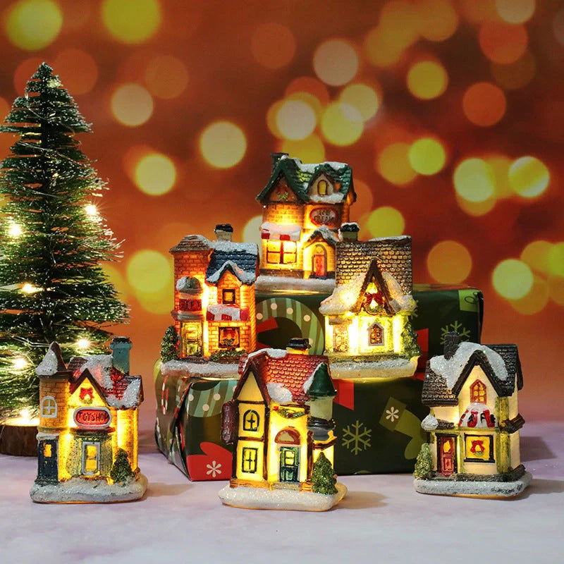 Christmas Decorations Micro Landscape Resin House with intricate design, 4cm * 6.5cm * 9cm