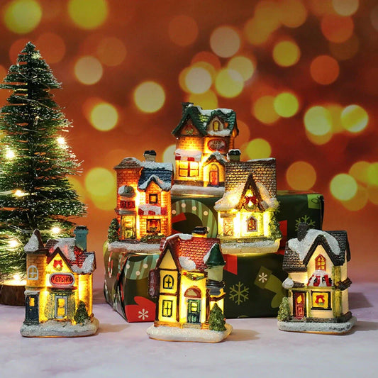 Christmas Decorations Micro Landscape Resin House with intricate design, 4cm * 6.5cm * 9cm