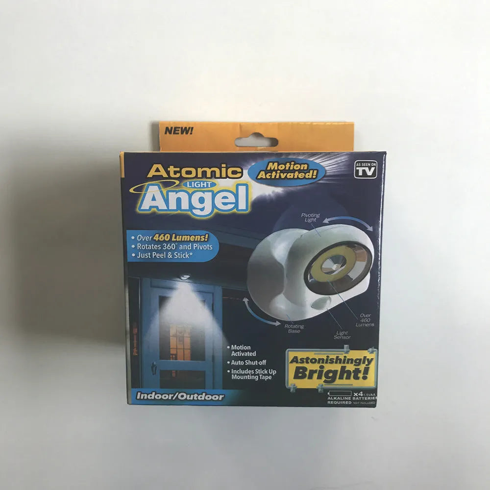 White angel design induction night light on table showing dimensions
