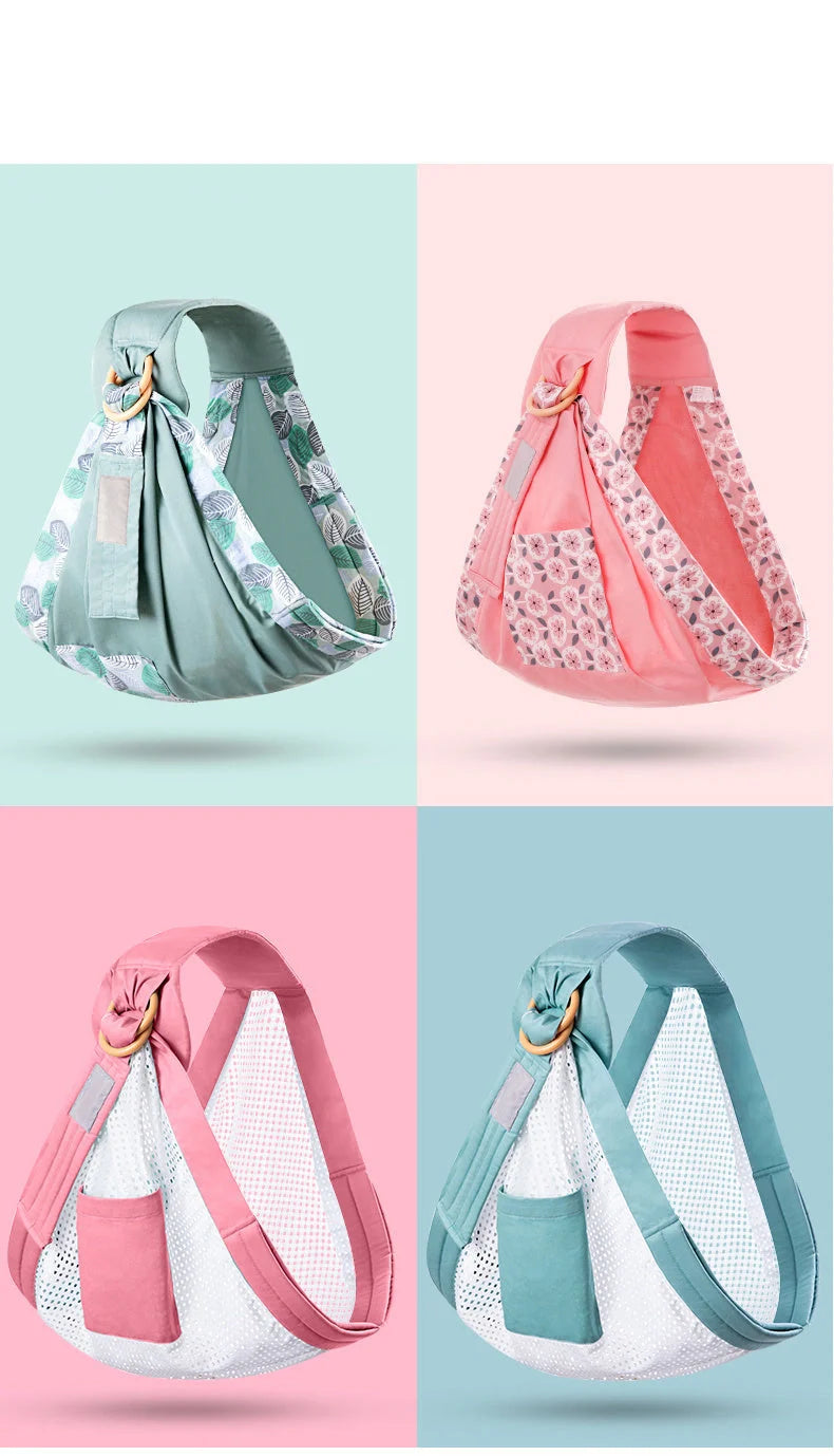 Adjustable baby wrap carrier sling in various colors for comfortable infant carrying