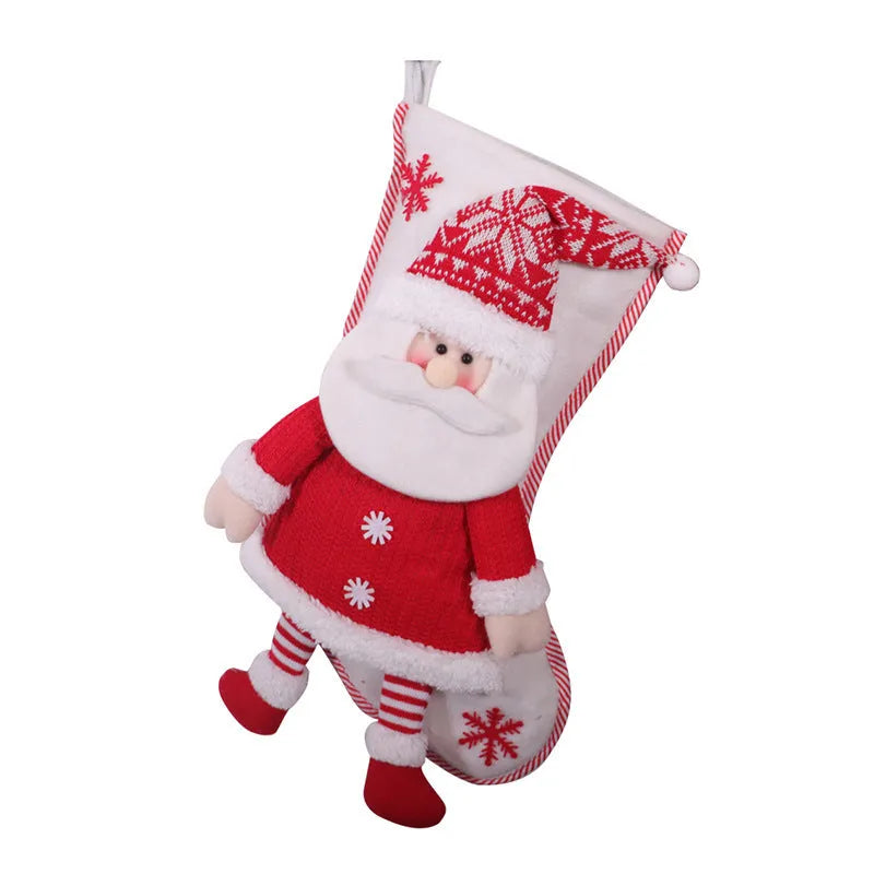 Red and white candy sock Christmas stocking, cloth, 45cm by 26cm, for Christmas Eve hanging
