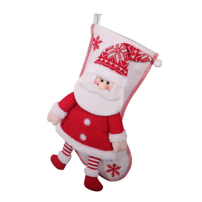 Red and white candy sock Christmas stocking, cloth, 45cm by 26cm, for Christmas Eve hanging