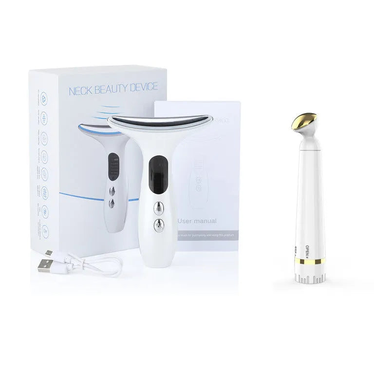 Tightening beauty instrument with USB charging and three light modes, white and gold options