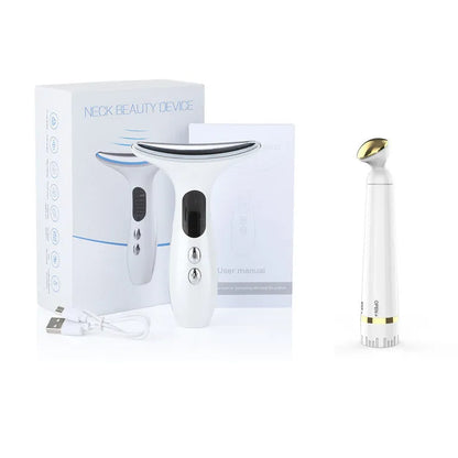 Tightening beauty instrument with USB charging and three light modes, white and gold options
