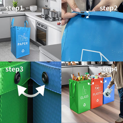 40-litre polypropylene rubbish bag showing 30x50x30cm dimensions and colour options including blue, green, and grey variations
