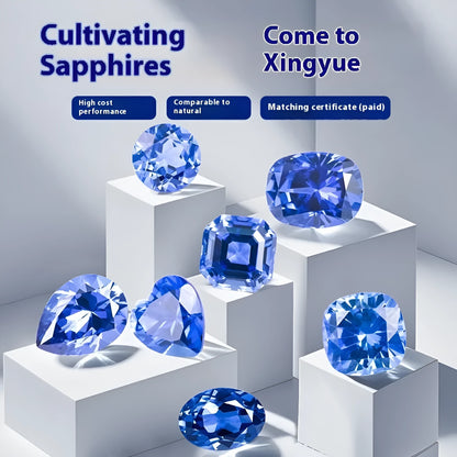 Royal blue love shaped tiara cultivate gemstone in multiple shapes and carat weights for jewellery making.
