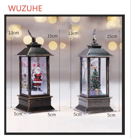 Christmas simulation LED flame small oil lamp, plastic square wind lamp, 5cm x 5cm x 13cm, with electronic light