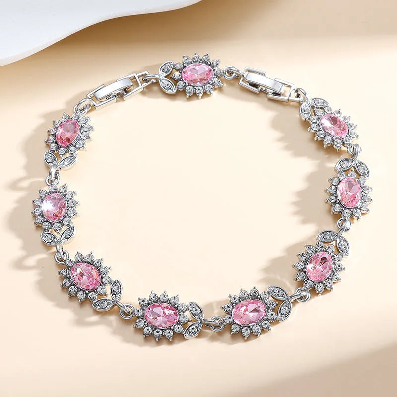 Women's simple inlaid zircon electroplated eco alloy fashion bracelet, 9 colour options