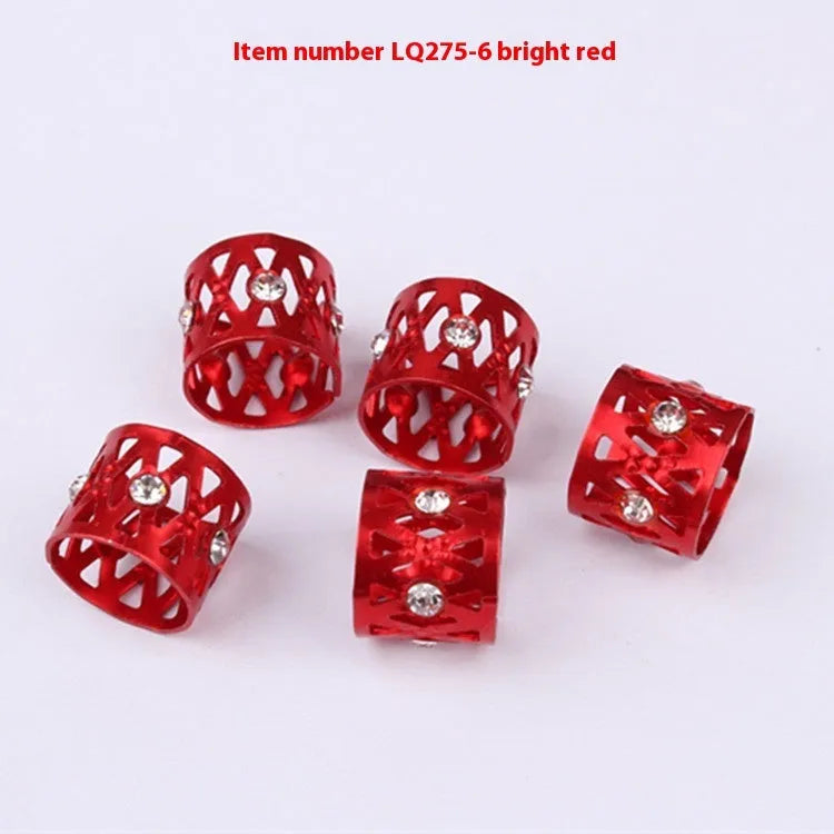 Aluminium hair ring wig decoration in mixed colours showing crown and heart shape designs
