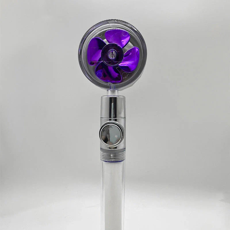 360° Rotating Shower Head with Built-In Fan - Premium ABS Plastic Construction, Water-Saving High-Pressure Spray