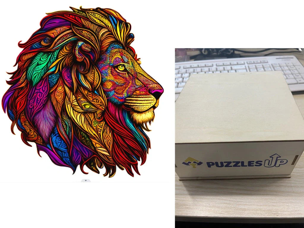 Animal Puzzle Set in A3 size with wooden storage box, vibrant animal designs for educational fun