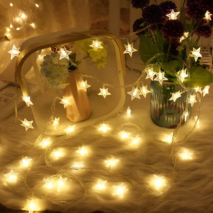 3 metre LED star light string with 20 warm white lights for outdoor festive decoration