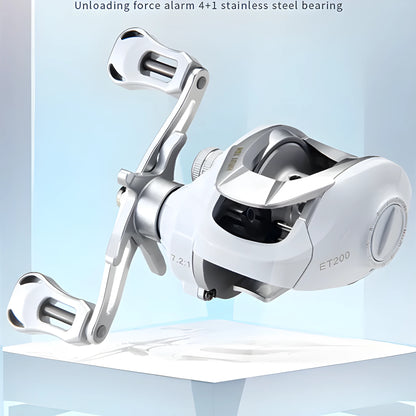 Small white ET drop wheel micro bait casting fishing reel with left and right hand retrieve options
