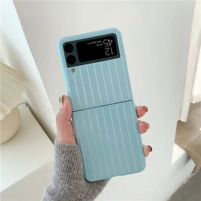 Samsung Z Flip3 flip case in seven colours showing ultra-thin PC construction