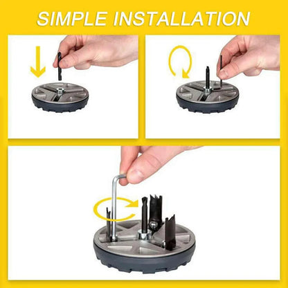 Adjustable hole cutter with infinitely adjustable diameter range and triple-blade design for precise, burr-free cuts on various materials