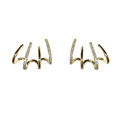 Pair of 925 sterling silver earrings with four-prong zircon stone settings in a geometric design