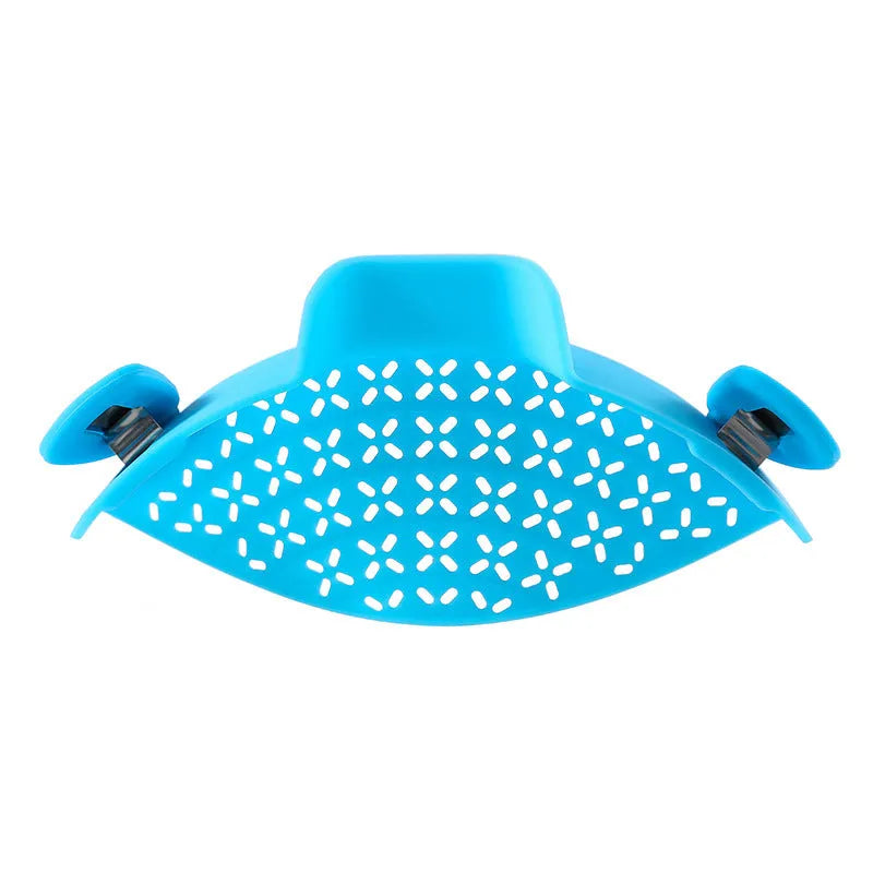 Silicone and stainless steel pot side drain stopper kitchen gadget in assorted colours.