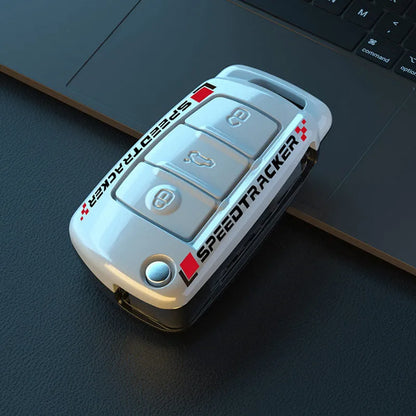 Carbon fibre style car key cover case with mirror finish in carbon pattern or white colour option