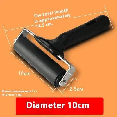6cm black rubber paint roller with metal bracket for smooth paint application